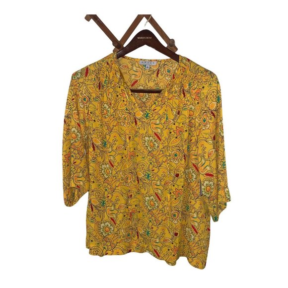 CHAUS New York Yellow Designer Blouse New Size M - Picture 1 of 12